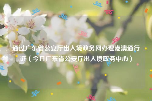 通过广东省公安厅出入境政务网办理港澳通行证（今日广东省公安厅出入境政务中心）