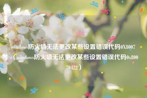 windows防火墙无法更改某些设置错误代码0X8007（windows防火墙无法更改某些设置错误代码0x80070422）