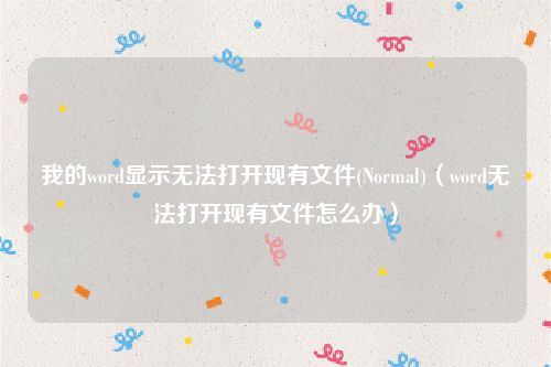 我的word显示无法打开现有文件(Normal)（word无法打开现有文件怎么办）