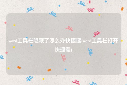 word工具栏隐藏了怎么办快捷键(word工具栏打开快捷键)