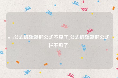 wps公式编辑器的公式不见了(公式编辑器的公式栏不见了)