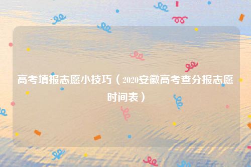高考填报志愿小技巧（2020安徽高考查分报志愿时间表）