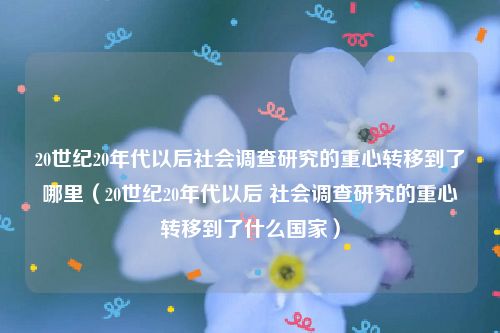 20世纪20年代以后社会调查研究的重心转移到了哪里（20世纪20年代以后 社会调查研究的重心转移到了什么国家）