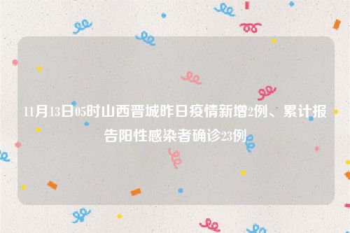 11月13日05时山西晋城昨日疫情新增2例、累计报告阳性感染者确诊23例