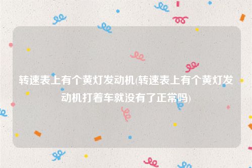 转速表上有个黄灯发动机(转速表上有个黄灯发动机打着车就没有了正常吗)