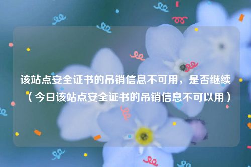 该站点安全证书的吊销信息不可用，是否继续（今日该站点安全证书的吊销信息不可以用）