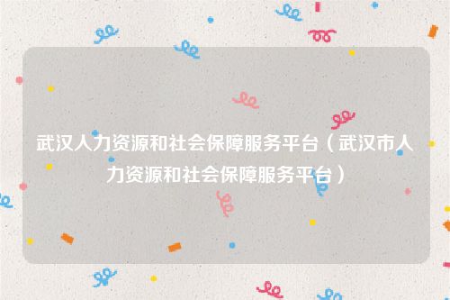 武汉人力资源和社会保障服务平台（武汉市人力资源和社会保障服务平台）