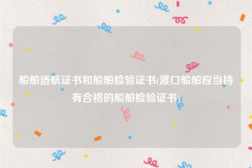 船舶适航证书和船舶检验证书(渡口船舶应当持有合格的船舶检验证书)