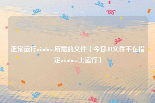 正常运行windows所需的文件（今日dll文件不在指定windows上运行）