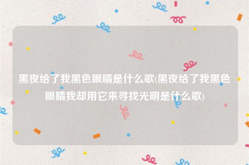 黑夜给了我黑色眼睛是什么歌(黑夜给了我黑色眼睛我却用它来寻找光明是什么歌)