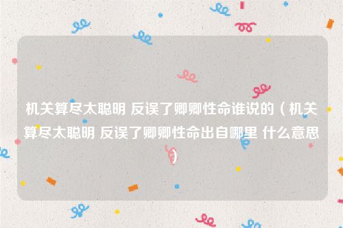机关算尽太聪明 反误了卿卿性命谁说的（机关算尽太聪明 反误了卿卿性命出自哪里 什么意思）