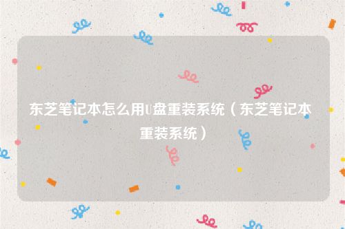 东芝笔记本怎么用U盘重装系统（东芝笔记本 重装系统）