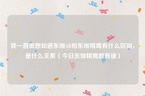 我一直很想知道东珈AB和东珈精鹰有什么区别，是什么关系（今日东珈精鹰都有谁）