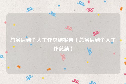 总务后勤个人工作总结报告（总务后勤个人工作总结）