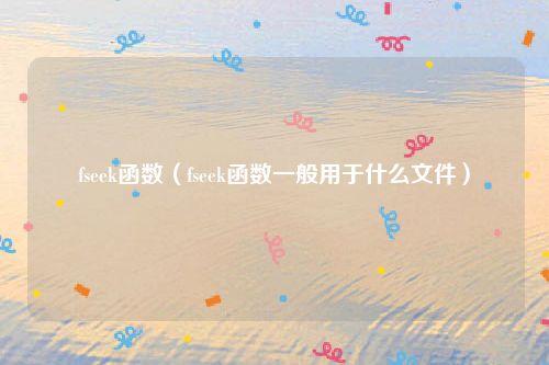 fseek函数（fseek函数一般用于什么文件）