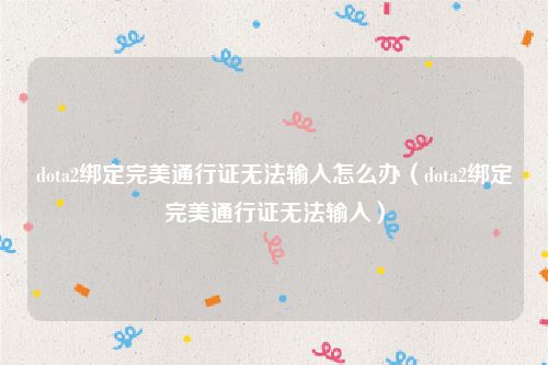 dota2绑定完美通行证无法输入怎么办（dota2绑定完美通行证无法输入）