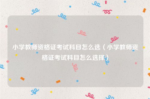 小学教师资格证考试科目怎么选（小学教师资格证考试科目怎么选择）