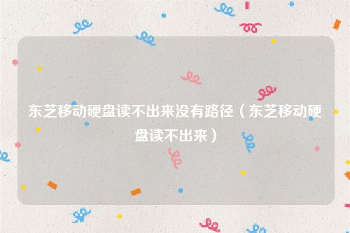 东芝移动硬盘读不出来没有路径（东芝移动硬盘读不出来）
