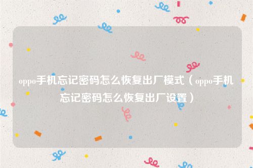 oppo手机忘记密码怎么恢复出厂模式（oppo手机忘记密码怎么恢复出厂设置）
