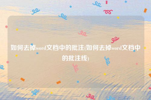如何去掉word文档中的批注(如何去掉word文档中的批注线)