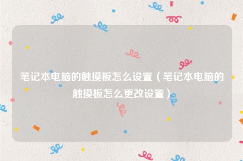 笔记本电脑的触摸板怎么设置（笔记本电脑的触摸板怎么更改设置）