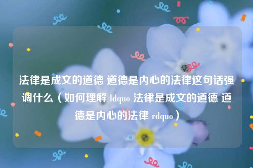 法律是成文的道德 道德是内心的法律这句话强调什么（如何理解 ldquo 法律是成文的道德 道德是内心的法律 rdquo）