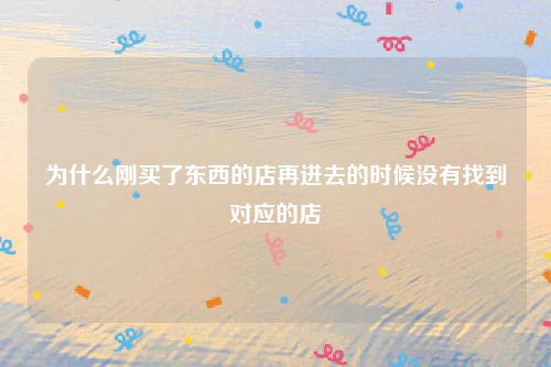 为什么刚买了东西的店再进去的时候没有找到对应的店