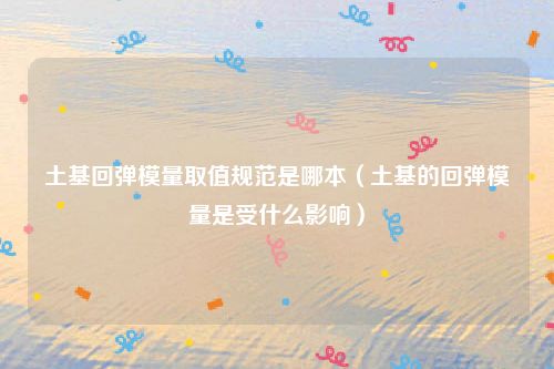 土基回弹模量取值规范是哪本（土基的回弹模量是受什么影响）