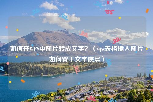 如何在WPS中图片转成文字？（wps表格插入图片如何置于文字底层）