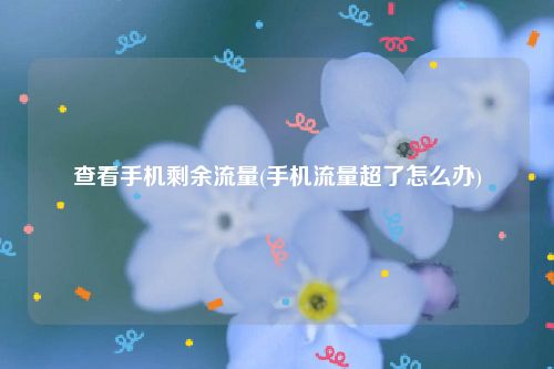 查看手机剩余流量(手机流量超了怎么办)