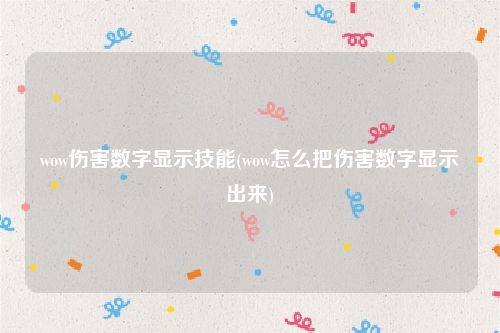 wow伤害数字显示技能(wow怎么把伤害数字显示出来)