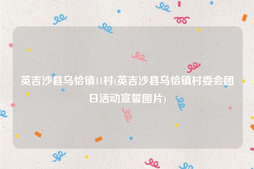 英吉沙县乌恰镇11村(英吉沙县乌恰镇村委会团日活动宣誓图片)