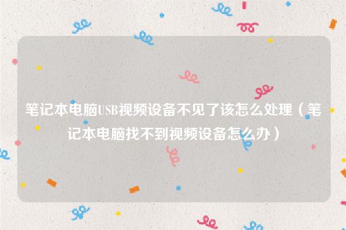 笔记本电脑USB视频设备不见了该怎么处理（笔记本电脑找不到视频设备怎么办）