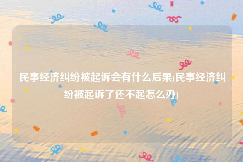 民事经济纠纷被起诉会有什么后果(民事经济纠纷被起诉了还不起怎么办)