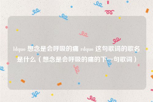 ldquo 想念是会呼吸的痛 rdquo 这句歌词的歌名是什么（想念是会呼吸的痛的下一句歌词）