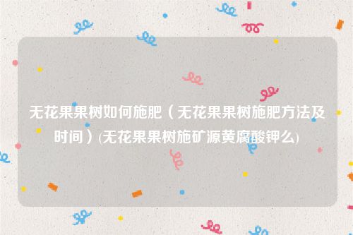 无花果果树如何施肥（无花果果树施肥方法及时间）(无花果果树施矿源黄腐酸钾么)