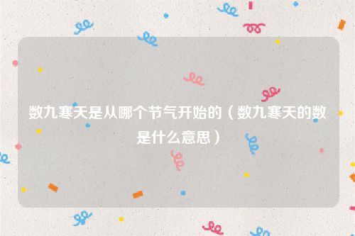 数九寒天是从哪个节气开始的（数九寒天的数是什么意思）