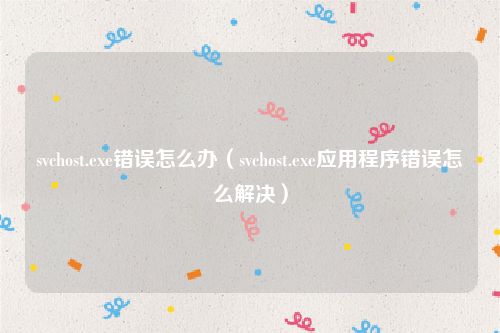 svchost.exe错误怎么办（svchost.exe应用程序错误怎么解决）