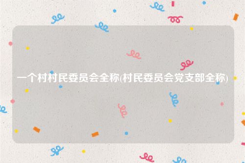 一个村村民委员会全称(村民委员会党支部全称)