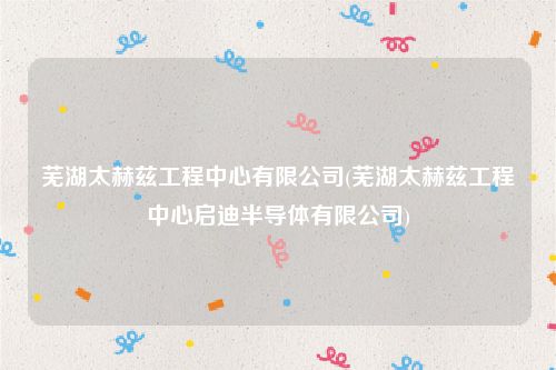芜湖太赫兹工程中心有限公司(芜湖太赫兹工程中心启迪半导体有限公司)