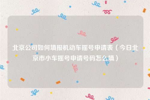北京公司如何填报机动车摇号申请表（今日北京市小车摇号申请号码怎么填）
