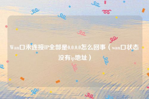 Wan口未连接IP全部是0.0.0.0怎么回事（wan口状态没有ip地址）