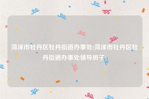 菏泽市牡丹区牡丹街道办事处(菏泽市牡丹区牡丹街道办事处领导班子)