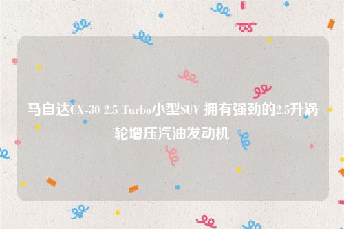 马自达CX-30 2.5 Turbo小型SUV 拥有强劲的2.5升涡轮增压汽油发动机