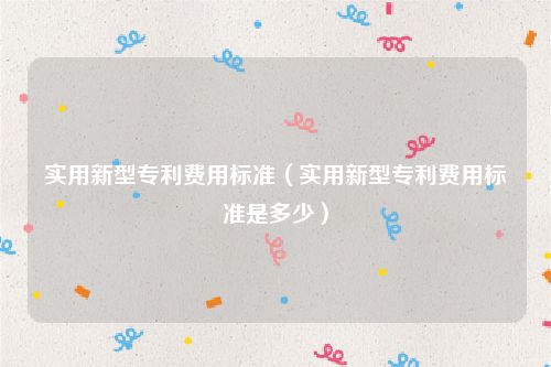 实用新型专利费用标准（实用新型专利费用标准是多少）