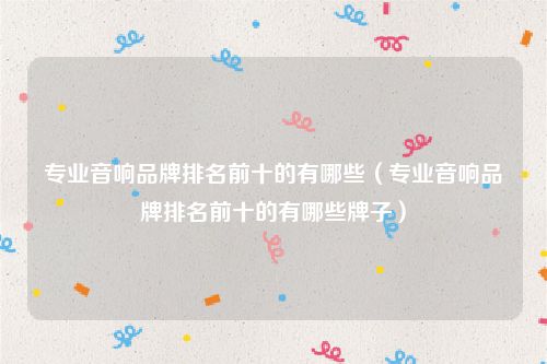 专业音响品牌排名前十的有哪些（专业音响品牌排名前十的有哪些牌子）