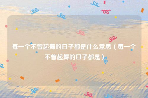 每一个不曾起舞的日子都是什么意思（每一个不曾起舞的日子都是）