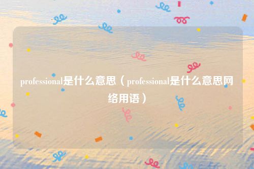 professional是什么意思（professional是什么意思网络用语）