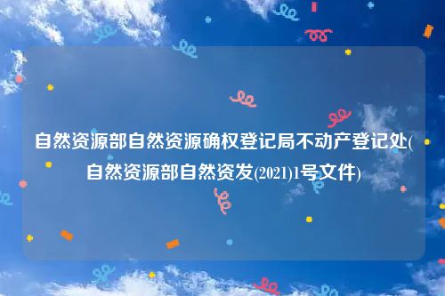自然资源部自然资源确权登记局不动产登记处(自然资源部自然资发(2021)1号文件)