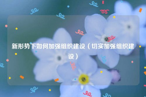 新形势下如何加强组织建设（切实加强组织建设）